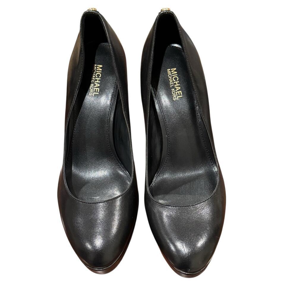 Michael Kors Homepage Chantal Platform Pumps Heels Leather Black Size 7M NWOB - Picture 13 of 13